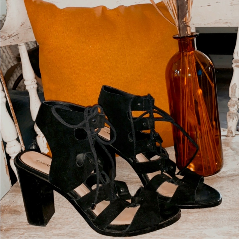 Black lace up heels